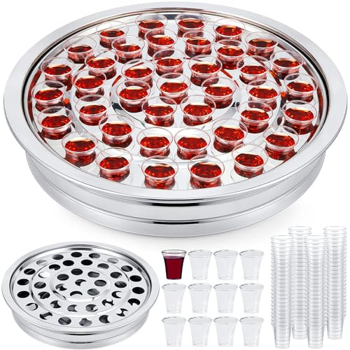 Zhehao 1 Pcs Communion Trays for Churches Set Church Supplies Plates for Church with Disposable Cups (Silver)