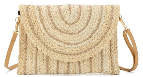 SUKUTU Paille Sac à Bandoulière pour Les Femmes Tissé Sac à Main de Plage d'embrayage de Paille Portefeuille Sac à bandoulière