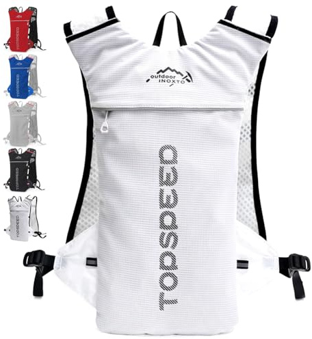 HINATAA Leichter Laufrucksack,5L/250g Trinkrucksack Laufen,Laufweste Herren Damen,Trailrunning Rucksack für Marathon,Radfahren,Wandern,Klettern,Hydration Pack (Weiß)