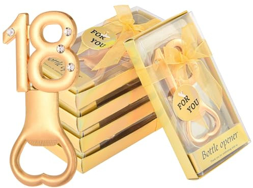 DADEA Lot de 36 décapsuleurs dorés pour fête d'anniversaire, cadeaux de 18e anniversaire de mariage, décapsuleurs de bière pour fête d'anniversaire, cadeau, fournitures souvenirs (18, 36 pièces)