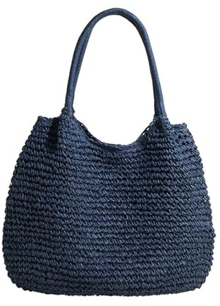 Lebartm Umhängetasche Stroh Damen Korbtaschen Grosse Kapazität Tasche Handtasche handgemachte Schultertasche Böhmische Strandtasche Sommer Reisen Strand