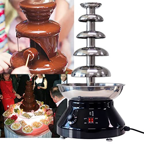 SNBGRYE Fontaine à Chocolat éLectrique 230W, Capacité De 3000ml, Fondue en Cascade Au Chocolat à 5 Niveaux, Chauffe-Chocolat Commercial à TempéRature RéGuléE De 30 à 110 °,Black