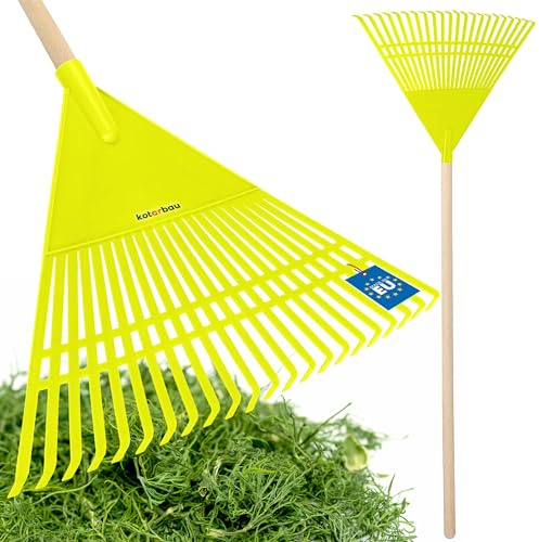 KOTARBAU® Rastrello per Foglie - Plastica - 55 cm - Celeste - Rastrello Giardino - con Manico - Rastrelli - per Foglie - Erba - Siepi Leggero - Resistente - Universale