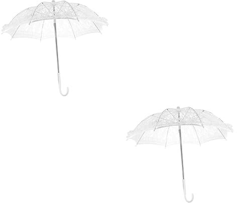 SOIMISS 2St Regenschirm aus weißer Spitze Spitzenschirm Hochzeitsschirme für Regen hochzeitsdeko kinderregenschirm Spitze für Kinder Regenschirm aus Spitze für Kinder Plastik