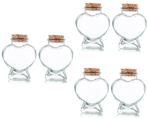 Garneck 6pcs Multipurpose Glass Bottles Corks Wide Mouth Jars for Art Decoration