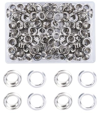 HO2NLE 200 Set 12mm Silber Metallösen Ösen Set Werkzeug Kit Ösen für Planen Metall Ösen Scheiben für Leder Handwerk Stoff Silbernes Luftauge