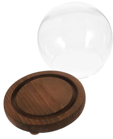 OFFSCH Dome Shape Display Case with Glass Holders Miniature Glass Cloche Round Plant Stand for Home Decor