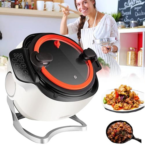 KJHYYPP Máquina salteadora multifunción, 2000 W, máquina de cocción automática, Pantalla táctil Inteligente/Ajuste de Fuego de 3 Engranajes, para Cocina Comercial y casera