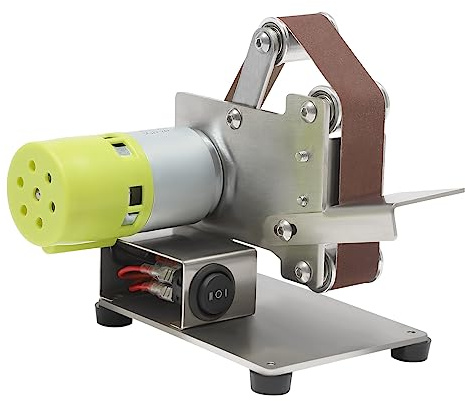 Mini-Bandschleifer mit 10 Schleifbändern, 150 W - Perfekt für DIY-Projekte - 7-fach einstellbare Stromzufuhr - Inklusive 3-teiliger Schraubenschlüssel