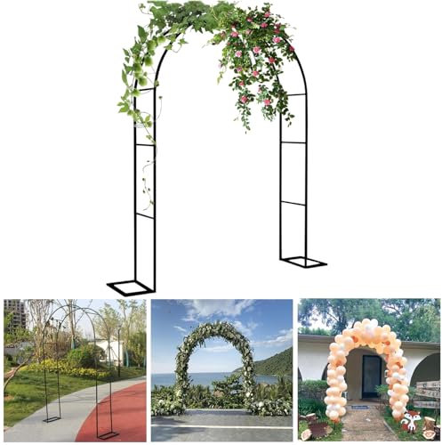 Arche de jardin en métal pour plantes grimpantes, vignes et fleurs, facile à assembler, arche de mariage pour cérémonie, arche de treillis de jardin légère (noir, 1,8 x 2,2 x 0,4 m)