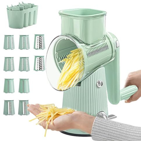 Dtaigou Râpe à fromage 5 en 1, trancheuse à légumes rotative | Coupe-légumes, broyeur de fromage à manivelle | Broyeur de fromage, trancheuse manuelle de cuisine sûre et efficace pour pommes de terre