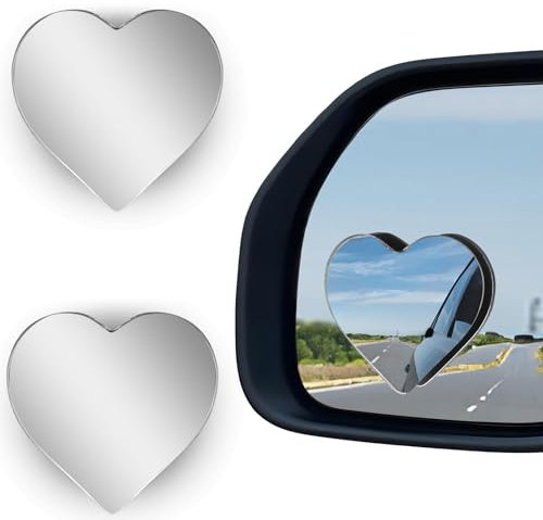 2 Pcs Cars Heart Shaped Blind Spot Mirrors Car Side Mirror Blindspot Adjustabe Angle Removable Wide Angle Convex RearView Mirror for Enhanced Safety Universal Fit Stick, Car Accessories for Cars Suvs