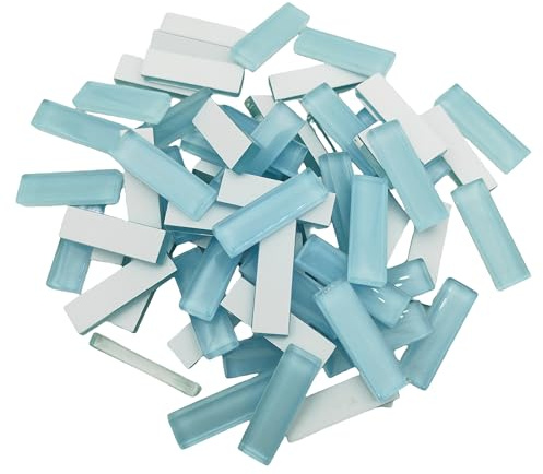 Mosaik-Buntglasstreifen, DIY zum Basteln, 200 g, klare Mosaikstücke, Buntglas, Handwerk, DIY, Hobbys, Kunst, Handwerk, Material (Hellblau, 3,2 cm)