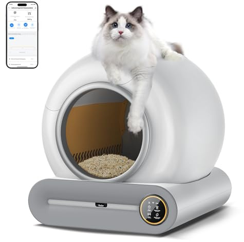 Lettiera Gatto Autopulente, 68L Lettiera Autopulente per Gatti, Controllo App,Allarme Sicuro, Antiodore Deodorante Ionico Antipizzicamento per Più Gatti Lettiera Automatica