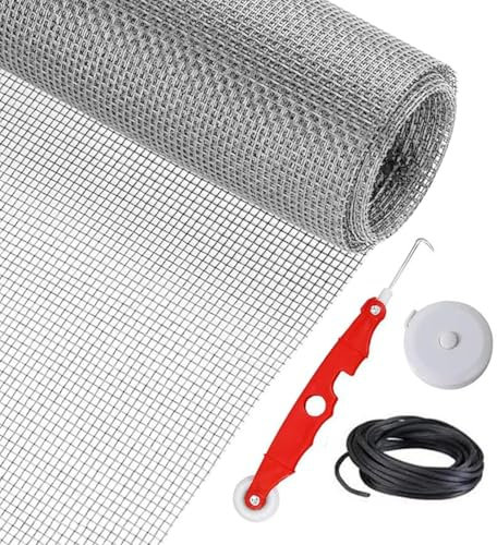 Rete per schermo della finestra, ricambio dello schermo della finestra, 157 x 47 pollici, rullo ad alte prestazioni, set di riparazione per porta scorrevole, protezione per animali domestici, terrazzo