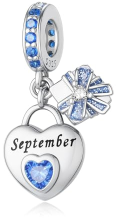 Micoo Charm en Argent Sterling 925 avec Pierre de Naissance, Perles Charm pour Bracelets et Colliers, Bijou Cadeau Parfait pour les Femmes