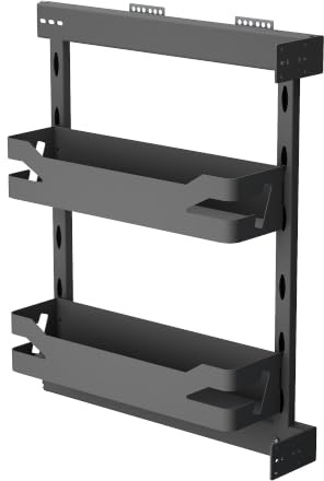 VADANIA Ausziehbarer Küchen-Schmalerauszugkorb für 200 mm Schränke | Stahlseitenwände, 2 Ebenen Gewürzregal Organizer, Soft-Close, Links/Rechts Montage