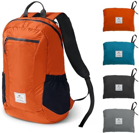 Naturehike Ultraleichter Rucksack Faltbarer Rucksack 18L/25L Trekkingrucksack Herren Damen Wanderrucksack Wasserdicht Daypack, Kleiner Tagesrucksack für Camping Radfahren Sport Wandern(Orange 25L)