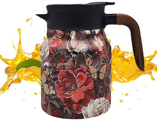 Nevalerra Teteras vintage con aislamiento: las teteras vintage son - floral de acero inoxidable, doméstica de 1000 ml, de cocina con infusor de té para el hogar, el trabajo