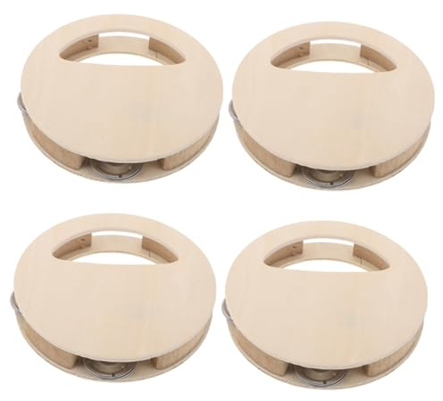 CIYODO 4stücke Holzrasseltrommel Für Junge Mädchen Unbemalt Diy-bastelset Holzspielzeug Für Junge Mädchen Handtamburin Aus Holz Rasseln Für Kleinkinder Musikspielzeug Maraca-shaker Montes