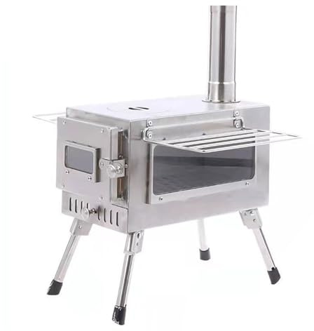 Sauna Stove Picnic Cubic Folding Cooking Tent Sauna Camp Solo Fireplace Portable Wood Stove Cassette Furnace(White)