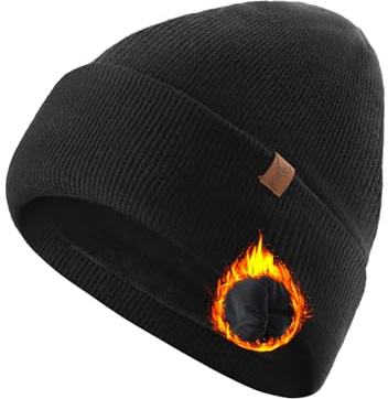 TRENDOUX Cappello Uomo Donna Inverno, Berretto Caldo Foderato Pile, Classico Design Morbida Maglia Elasticizzata, Adatto Guida Ciclismo Escursionismo Corsa - Nero