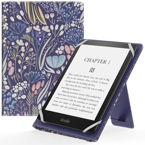 MoKo Universellt fodral för 6 tum 6,8 tum 7 tum Kindle eReaders Fire-surfplatta - Kindle/Kobo/Voyaga/Lenovo/Sony Kindle E-Book E-Reader surfplatta, PU-fodral med justerbart stöd och handledsrem, blå