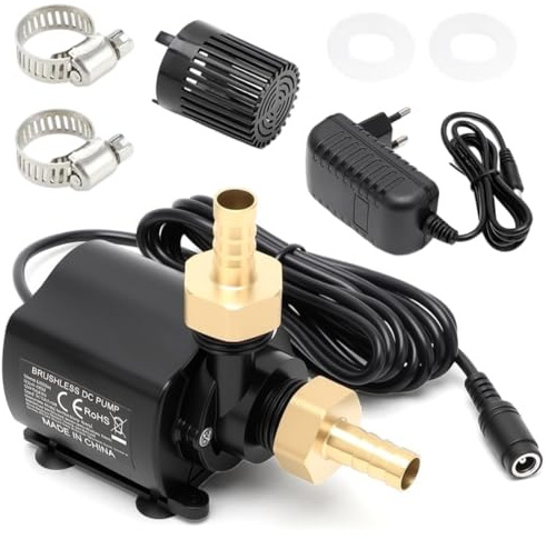 12V Wasserpumpe mit 5-Gang-Drehzahlregelung, 800L/H Tauchpumpe Wasserpumpe Klein Teichpumpe, 5M Förderhöhe, Aquariumpumpe, Wasserspielpumpe, Springbrunnenpumpe Mini Pumpe Wasser Aquarium Pumpe
