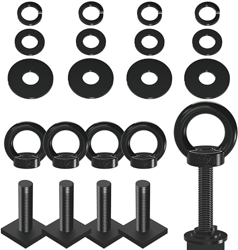 NACETURE M8 50mm T Track Bolts Eye Bolt Tie Down Anchors, Stainless Steel 304 T Slot Hardware with Ring, Heavy Duty Roof Rack Accessories for Cargo Tie Down, Truck Bed, Ladder Rack