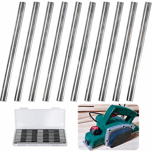 10PCS Reversible Electric Planer Blades, 82mm HSS Carbide Planer Knives | with Two Cutting Edges Precision Ground for Bosch Makita Black Decker DeWalt Hitachi Trend