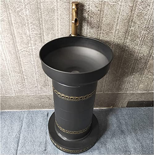 Lavabo de baño independiente con mueble de pie con pedestal