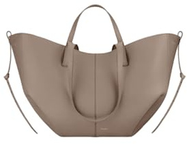 CORIOS Damen Handtasche Flügeltasche Cyme Rindsleder Schultertaschen Eimer Taschen Große Kapazität Tragetasche Elegant Tote Beutel Henkeltaschen 2pcs für Reise Arbeit Shopper Alltag Grau S
