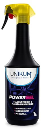 Unikum Powergel Felgenreiniger & Flugrostentferner 1L mit Sprühkopf – Kraftvoller Säurefreier Reiniger für Alu-, Stahl- & Chromfelgen, Entfernt Bremsstaub & Flugrost