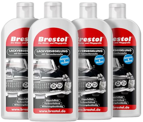 Brestol LACKVERSIEGELUNG 4x 500 ml - mit Carnaubawachs - Hartwachspolitur Autopolitur Hartwachs Abperleffekt Abperl-Effekt Nano streusalzbeständig