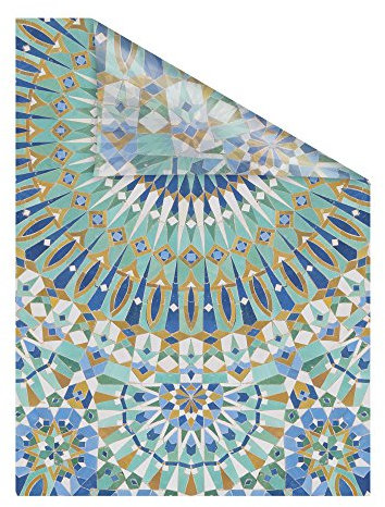 Lichtblick Fensterfolie selbstklebend mit Motiv, Sichtschutz, merhfach Ablösbar, Montage ohne Rakel, Made in Germany Orientalische Muster - Bunt 50 x 50 cm (B x L)