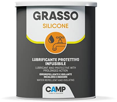 Camp GRASSO SILICONE, Grasso lubrificante di silicone, Infusibile, Protettivo, Trasparente, Inerte, Inodore e Idrorepellente, 1 kg