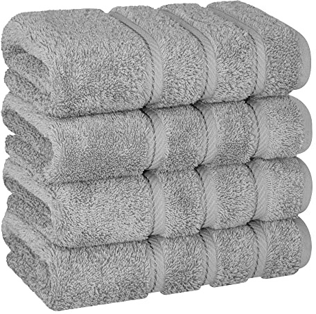 American Soft Linen - Juego de lujosas toallas calidad hotel y spa confeccionadas con algodón turco para máxima suavidad absorción, rápido secado, 6 mano 40,5 x 71 cm Gris Rockridge