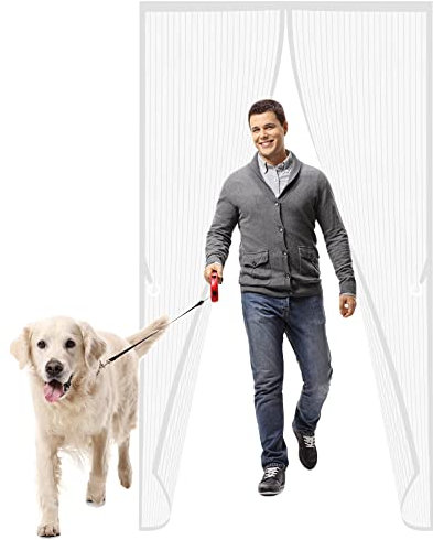 Magnet Fliegengitter Balkontür Insektenschutz, 80 x 210 cm Insektengitter Lamellenvorhang Magnetvorhang, mit Heavy Duty für Balkontür Terrassentür Wohnzimmer, Weiß