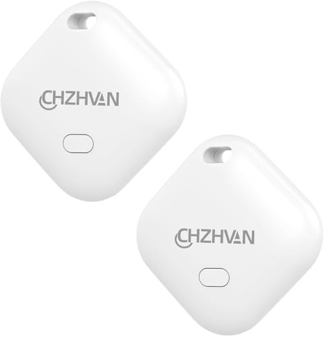 CHZHVAN Key Finder, plånboksspårare fungerar med Apple Find My (endast iOS), utbytbart batteri, vattentåligt, Bluetooth-objektsökare för väskor, bagage, husdjur och ryggsäck, 2-pack vit