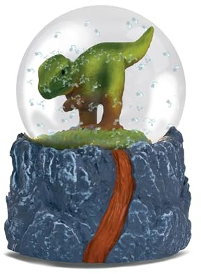 Water Globe - T-Rex from Deluxebase. Decorative Snow Globe Ornament with Dinosaur Figurine, Glass Glitter Dome with Resin Base, Novelty Home Decor Display Piece.