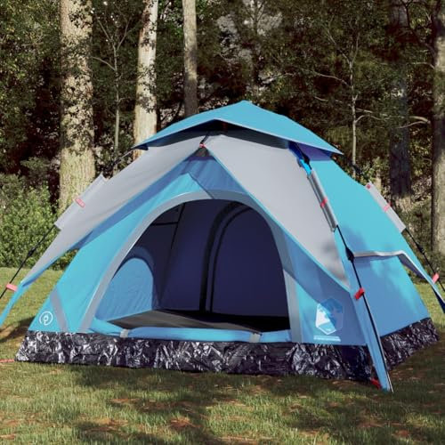 Tino Tech 230 x 230 x 140 cm - Tente de camping dôme pour 4 personnes - Coupe-vent - Tente familiale - Grande tente à lancer - Tente de festival - Tente de trekking - Polyester - Bleu