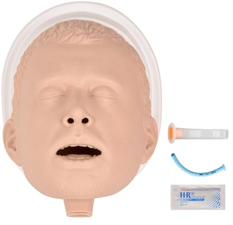 MedEduQuest Entraîneur de gestion des voies respiratoires, mannequin d'intubation, adulte | Pratique NPA et OPA, design portable, base stable, surface douce et réaliste pour l'entraînement répété EMS