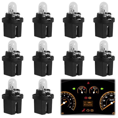Kuugeo Ampoule Tableau de Bord,10 PCS DC 12V 2W T5 Ampoule Tableau de Bord Jaune Clair, Ampoule LED Voiture,Ampoules LED T5 pour Tableau de Bord, Éclairage Intérieur Automobile Pratique et Durable