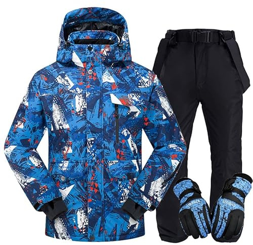 YETGFBH Traje De Nieve,Trajes De Esquí Traje de esquí invierno for hombre, ropa térmica impermeable a prueba viento, chaqueta nieve, conjunto pantalones, trajes y snowboard, 2020(Ski suit 3,XXL)