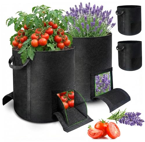 Syglawnd Sacs de Culture de Pommes Terre 2 pièces Sacs Culture 15 gallons avec récolte et fenêtres Visibles planteur Pommes Terre en Tissu Non tissé avec poignée pour Taro, betteraves, Carottes