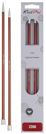 KnitPro Pince à Tricoter 5,50 mm Aluminium Zing Simples Marron