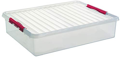 Sunware Q-Line BettBox - 60 Liter - 800 x 500 x 180mm - transparent/rot, 75600605
