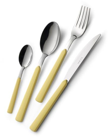 Set posate fast in acciaio inox, 24 pezzi Giallo