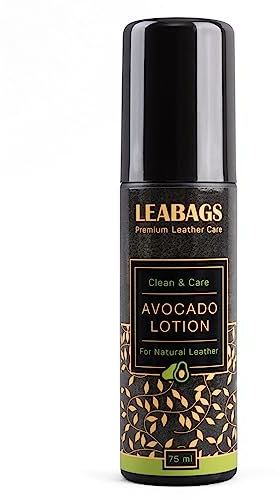 LEABAGS Avocado Lotion I Premium Lederpflege mit integriertem Schwamm I Lederbalsam I Lederseife l Lederreiniger zur Imprägnierung von Echtleder I Biologische Leather Cleaner l Schuhpflege (75 ml)