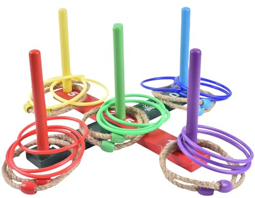 MABUA Ring Toss Game for Outdoor - 25 Ropes, 5 Pegs,1 Carry Bag - Yard, Outdoor Games for Adults and Family – Ring Toss Rings, Backyard, Horse, Fun, Lawn, Outside, Indoor, Ring Toss Games for Adults